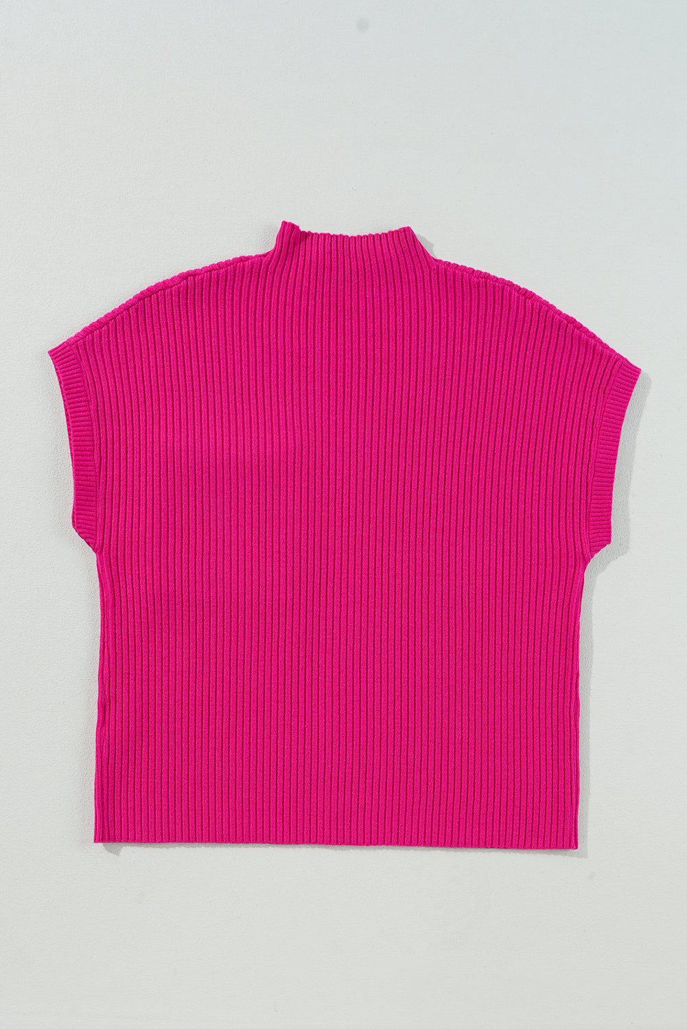 Dark Blue Patch Pocket Ribbed Knit Short Sleeve Sweater