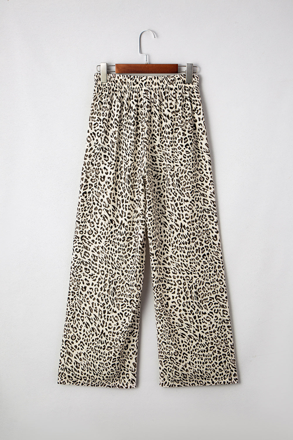 Khaki Leopard Drawstring Loose Pants