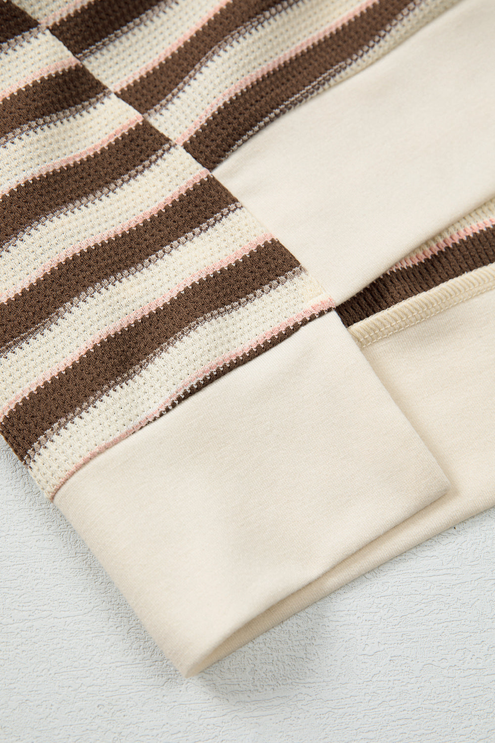 Pink Striped Patchwork Oversized Pullover Top