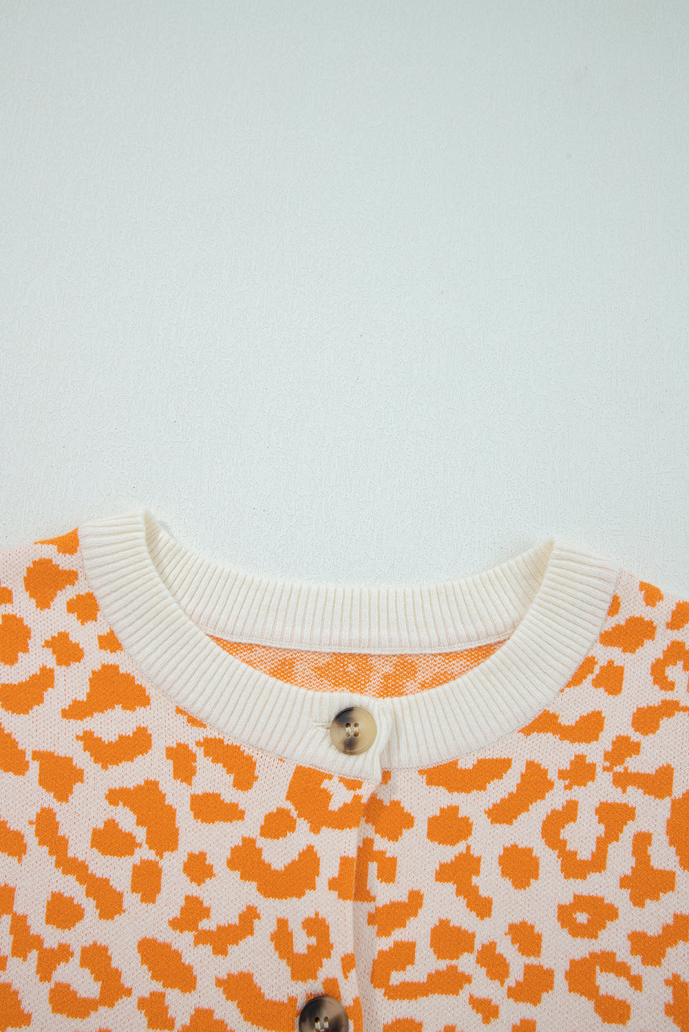 Khaki Leopard Drop Shoulder Knitted Cardigan