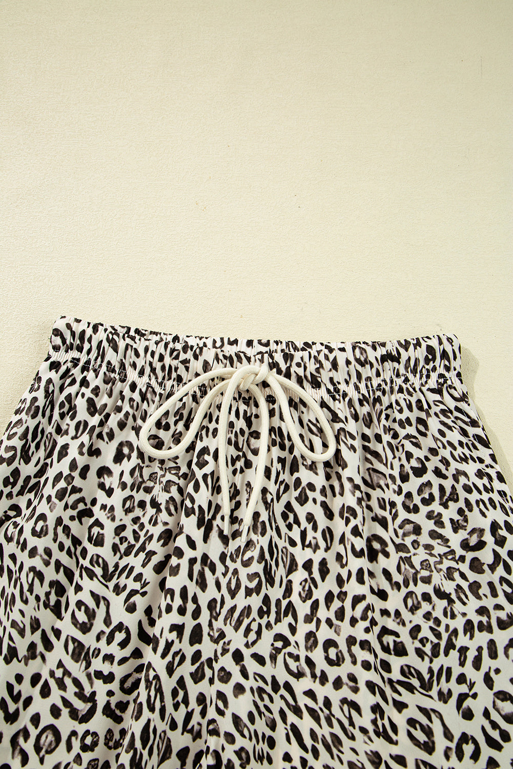 Khaki Leopard Drawstring Loose Pants