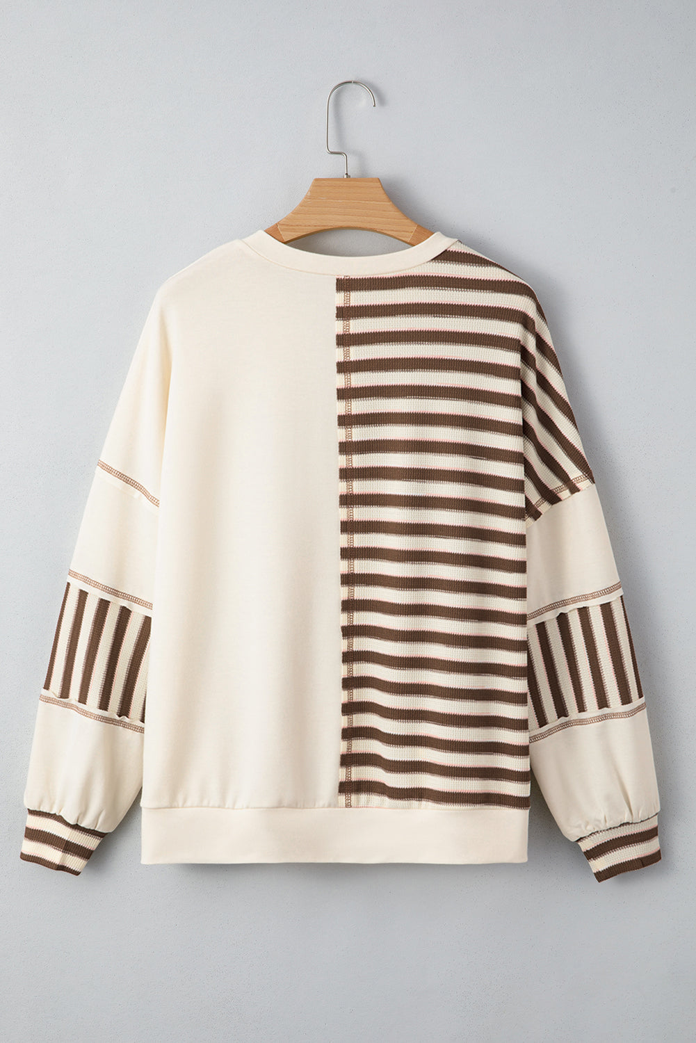 Pink Striped Patchwork Oversized Pullover Top