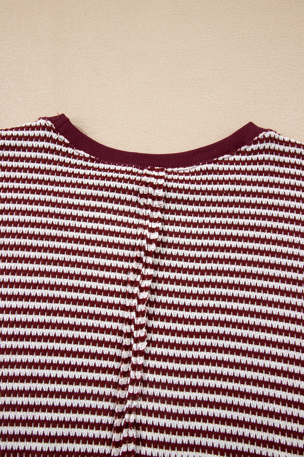 Black Stripe Ribbed Trim Drop Shoulder Long Sleeve Oversized Top