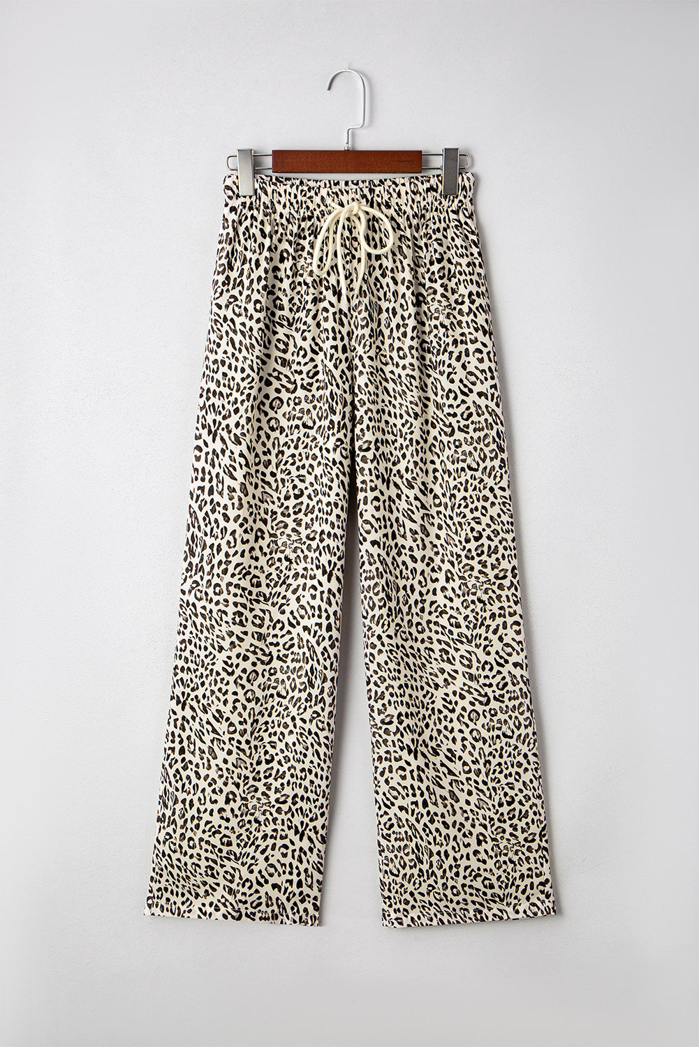 Khaki Leopard Drawstring Loose Pants