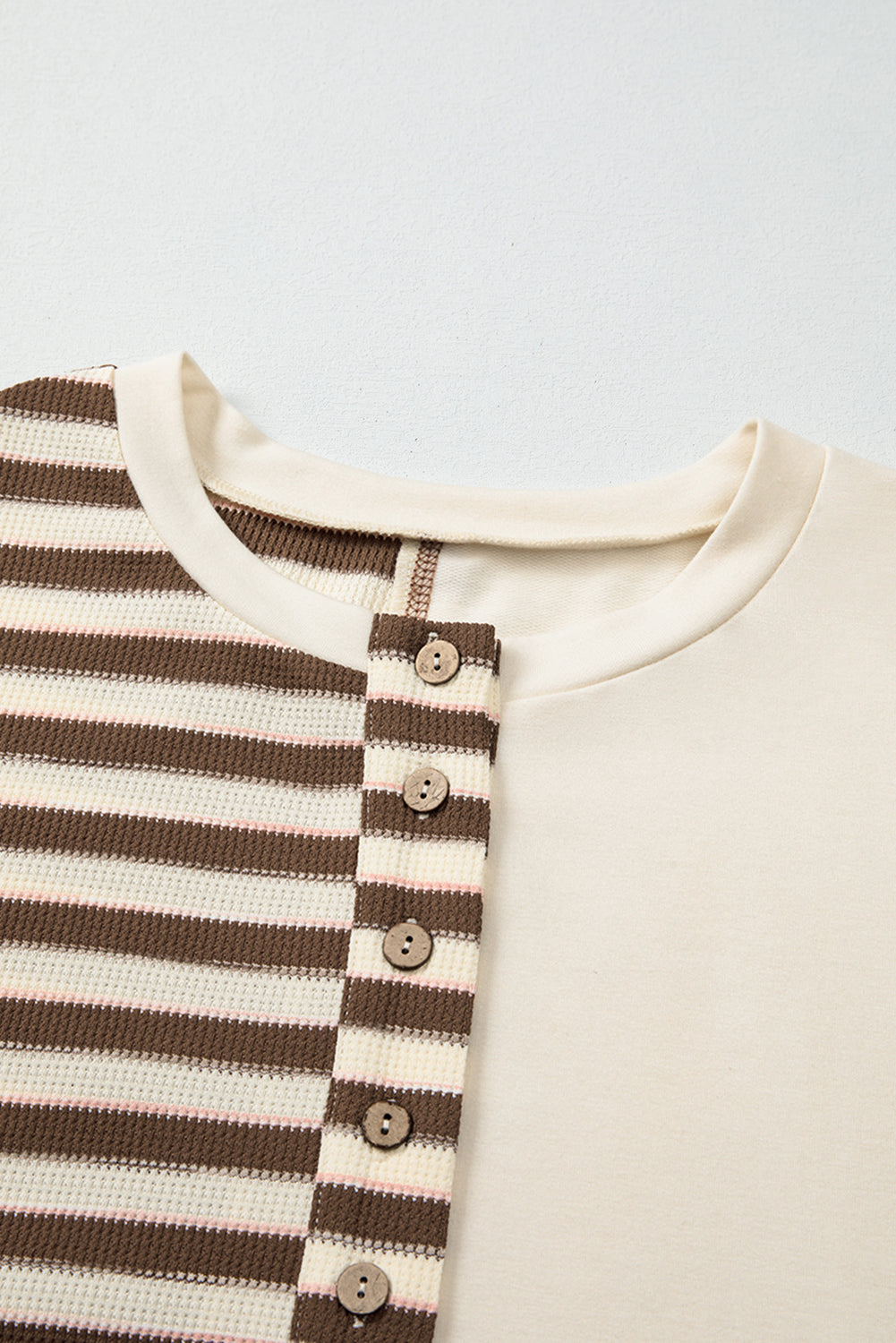 Pink Striped Patchwork Oversized Pullover Top