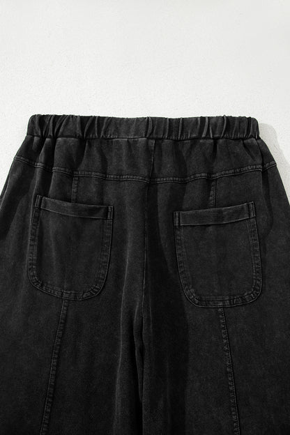 Bonbon Mineral Wash Exposed Seam Wide Leg Cargo Pants