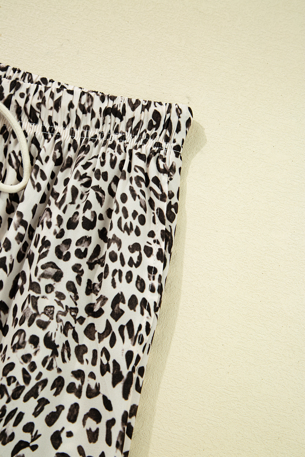 Khaki Leopard Drawstring Loose Pants