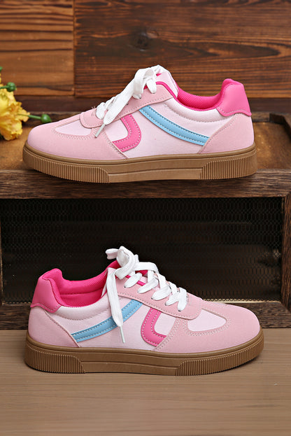 Blackish Green Color Block Lace Up Sneakers