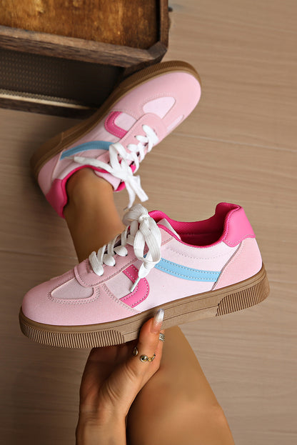 Blackish Green Color Block Lace Up Sneakers